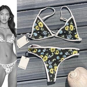 ACACIA Set - Citrine Baja Piped Bikini Top & Flynn Bottoms - L/M